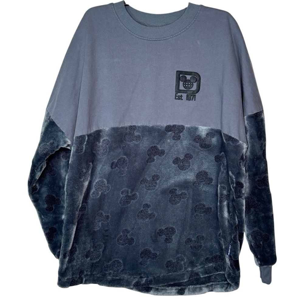 Walt Disney World Spirt Jersey Size M Mickey Mouse Embossed Velour Grey Top